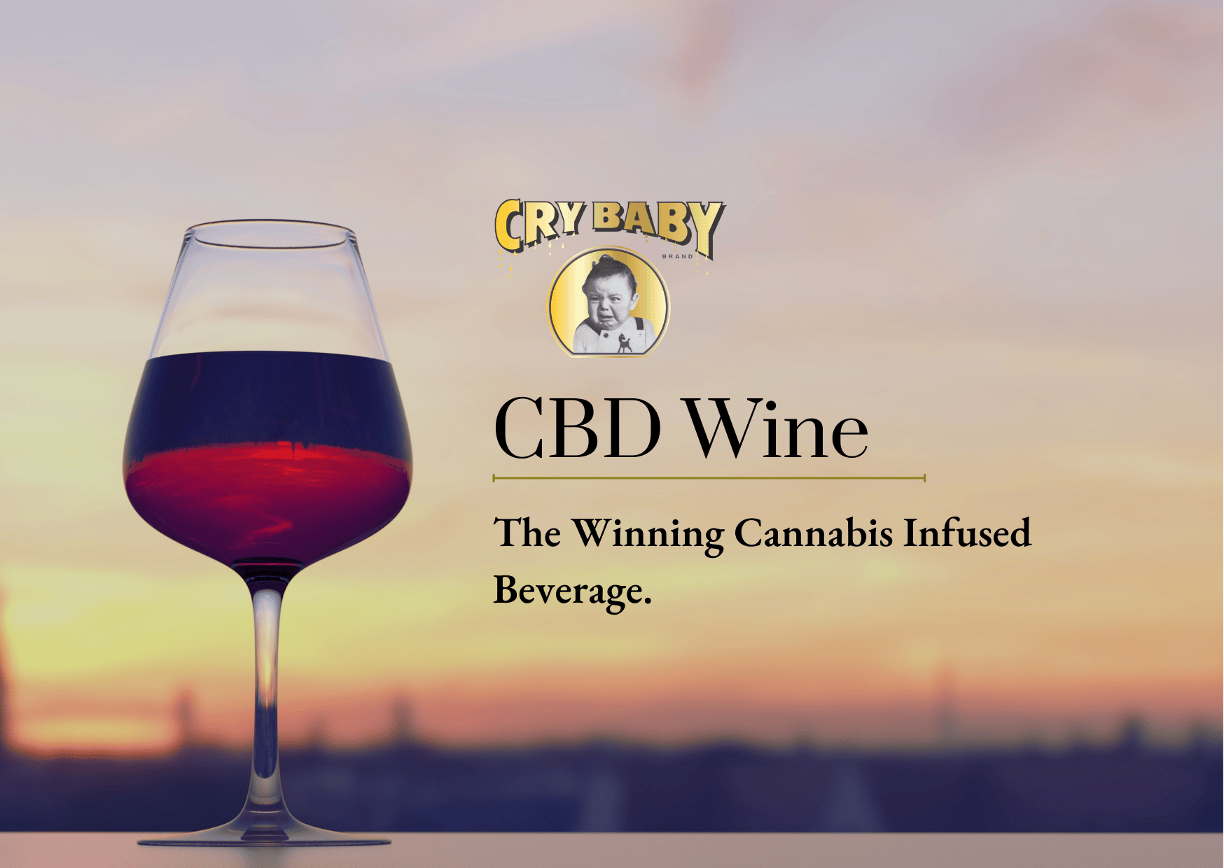 cannabis wine with vineyard background.